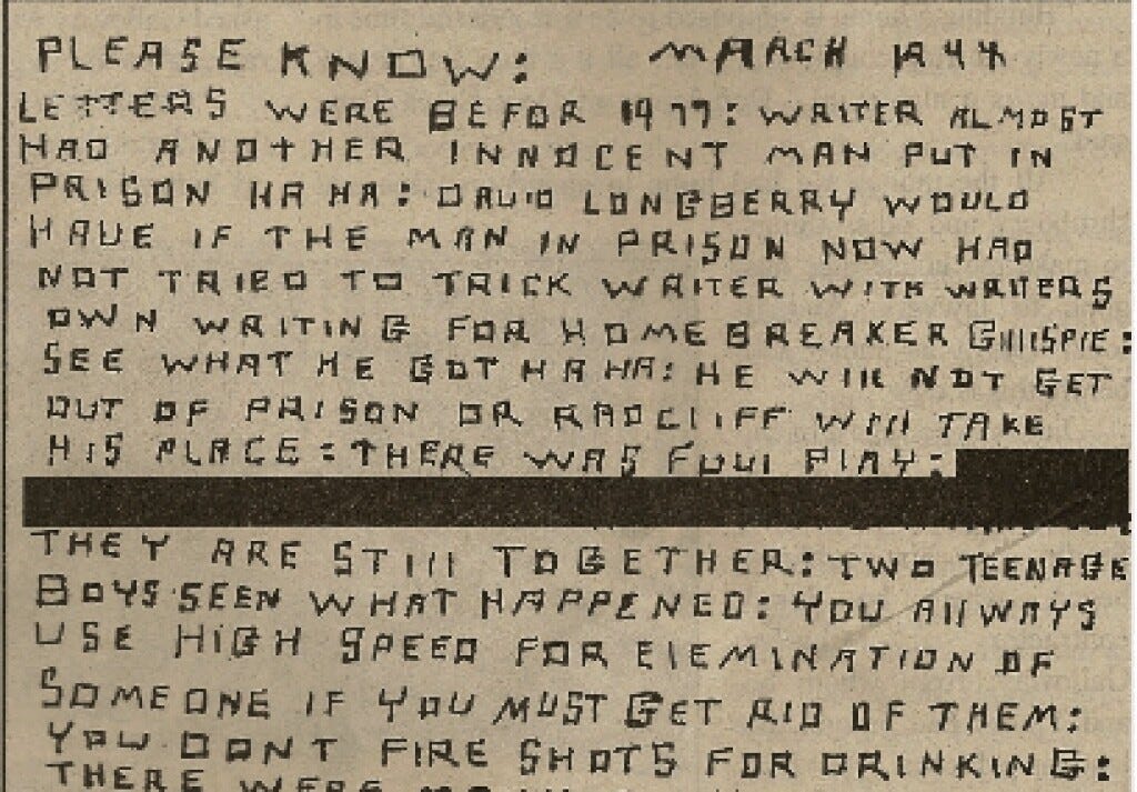 Una de las cartas recibidas en Circleville con acusaciones y amenazas